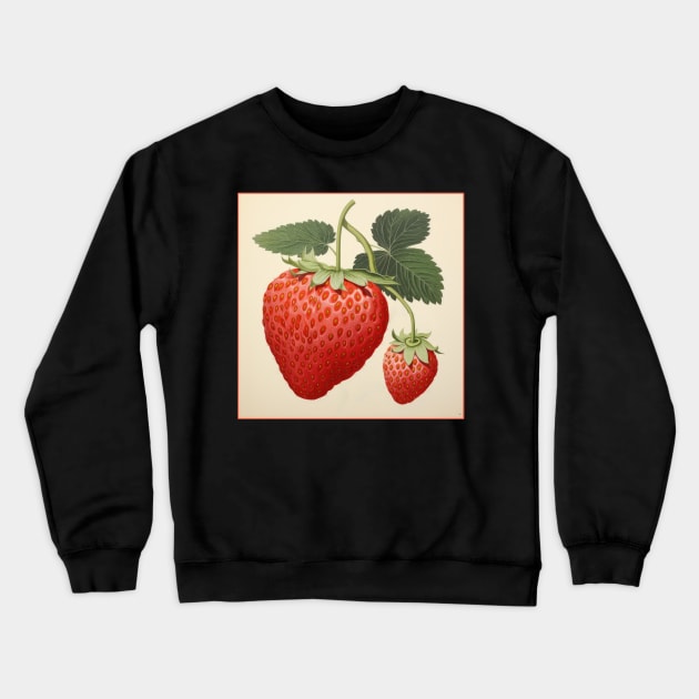 Strawberry Ukiyoe Art Japanese Art Crewneck Sweatshirt by GrooveGeekPrints